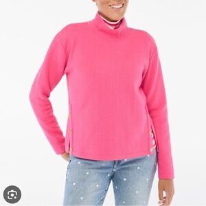 J.crew Women’s M Herringbone Mock Neck Sweater Top Hot Pink #CE321 New